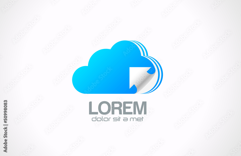Poster Cloud computing logo. Transferring data icon.