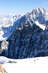 Start point of the White valley route, view from Aiguille du Mid