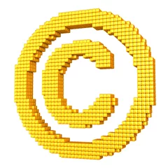 Papier Peint photo Lavable Pixels Symbole de copyright pixelisé jaune