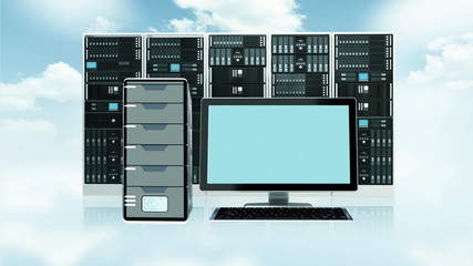 Server concept with monitor screen template
