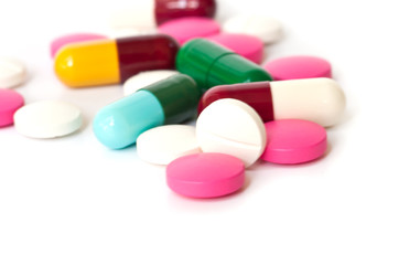 Colorful medical  pills and capsules.