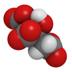 Citric acid, molecular model