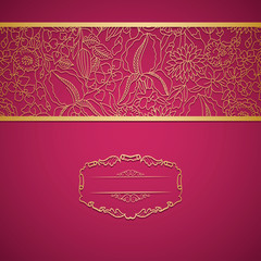 Red ornamental card with lace