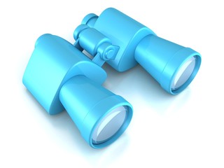 blue binoculars on white background