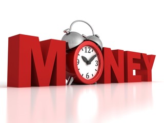 Time is money concept with red alarm clock