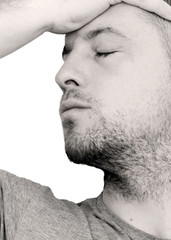 Obraz premium depressed man with head in his hands
