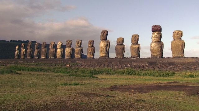 Moai statues at Ahu Tongariki on Easter Island