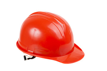 Fototapeta premium Red hard hat isolated on white