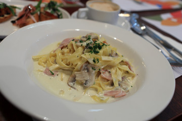 Plate with fettuccine
