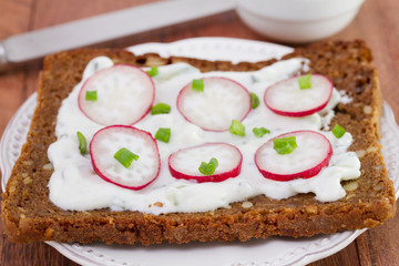 bread with radish on the plate