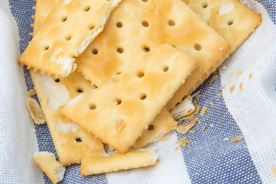 Broken Crackers  On Napkin