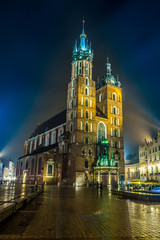 Fototapeta premium Poland, Krakow. Market Square at night.