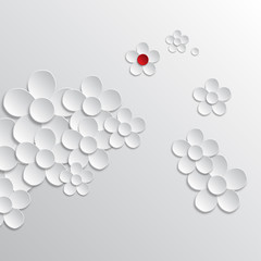 Floral background with paper flowers. Vector illustration