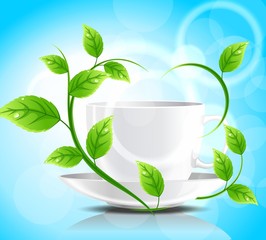 White cup of tea with mint