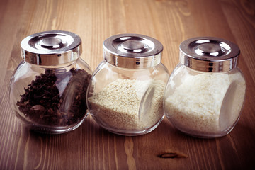 Jars with spices