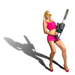 Sexy Girl holding a chainsaw