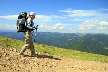 Summer hiking in the mountains.