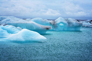 Melting Icebergs at Jökulsárlón lagoon in Iceland