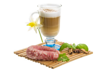 Coffee Late with Flower, mint, star-anise and cinnamon