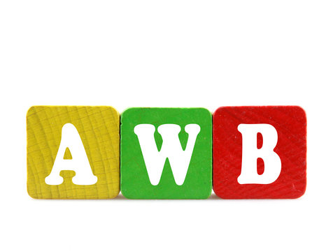 awb - isolated text in wooden building blocks