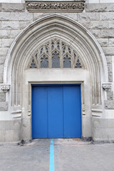 Fototapeta na wymiar Blue entrance door