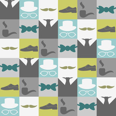 Dandy elements beautiful seamless pattern male fashion