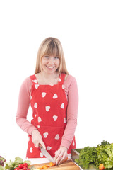 pretty firl preparing lunch