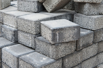 Gray square pavement bricks