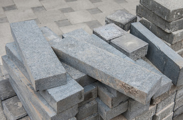 Gray long pavement bricks