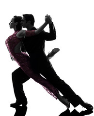 couple man woman ballroom dancers tangoing  silhouette