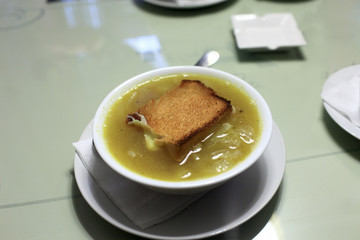 Plate of onion soup