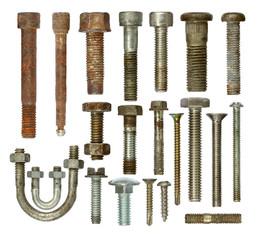 Screws collection set isolated on white background