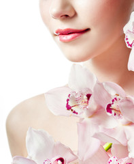 girl with pink orchid