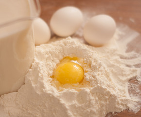 food - flour, eggs, milk