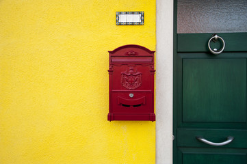 Door with red letterbox