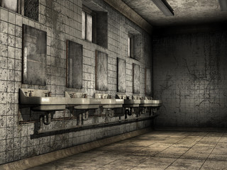 Stara brudna łazienka publiczna © Obsidian Fantasy