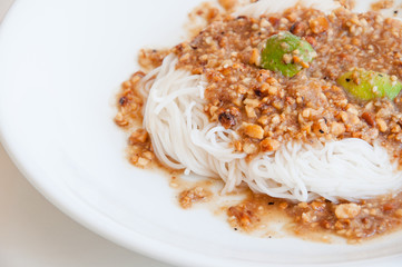Khanom Chin, freshly made Thai rice noodles.