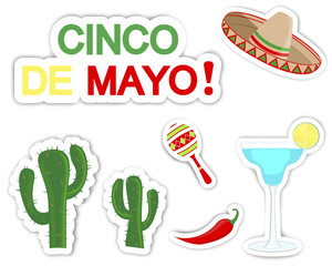 Cinco De Mayo. Set of stickers.