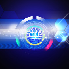 Social media   on Abstract technology background