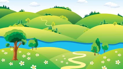 Photo sur Plexiglas Animaux de la forêt Paysage avec la rivière.