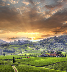 Obrazy na Szkle  Krajobraz winnic Chianti w Toskanii, Włochy