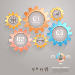 Business Team Gears Infographics Number Options for Banner & Car