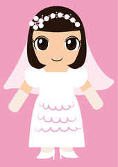 ウェディングドレス姿の女性ベクターイラスト
