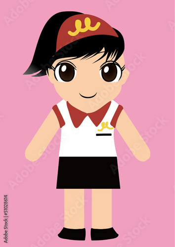 ファストフード店制服の女の子ベクターイラスト Wall Mural Tamapanda たまぱんだ ファストフード店制服の女の子ベクターイラスト Wall Mural Tamapanda たまぱんだ