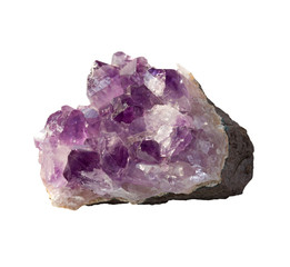 Amethyst crystals on  stone