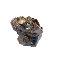 Pyrite crystal on a white background