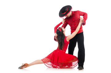 Pair of dancers isolated on the white