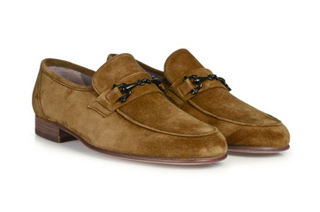 Fashion concept with male shoes on white