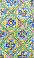 Colorful vintage ceramic tiles wall