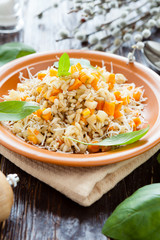 pearl barley boiled with vegetables